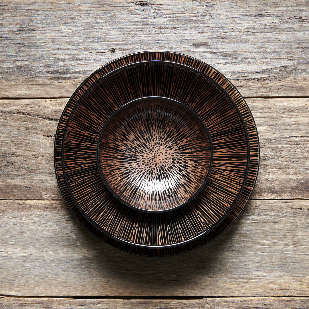 Dinner Plate 28.5cm Bronze Converging Line Glaze