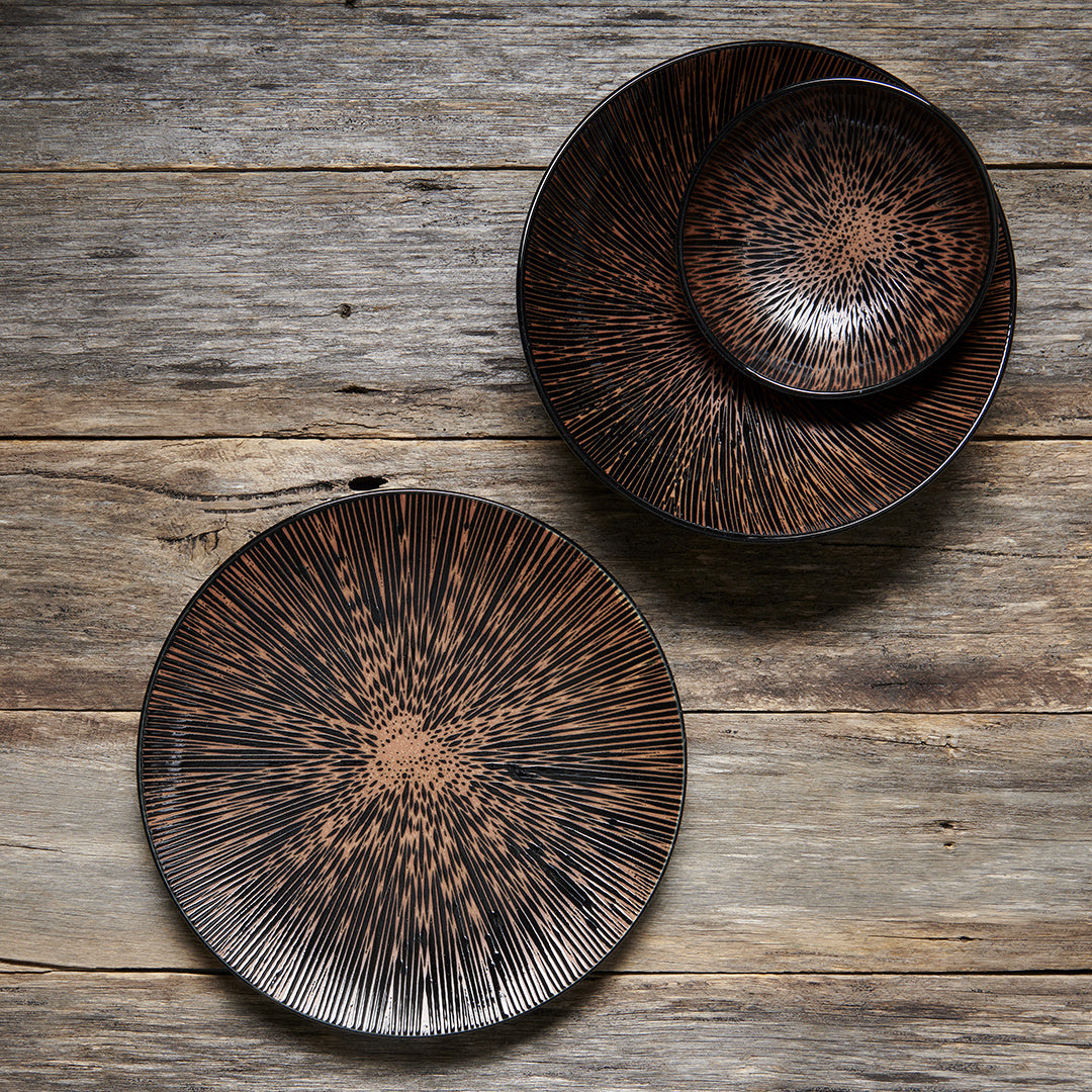 Dinner Plate 28.5cm Bronze Converging Line Glaze