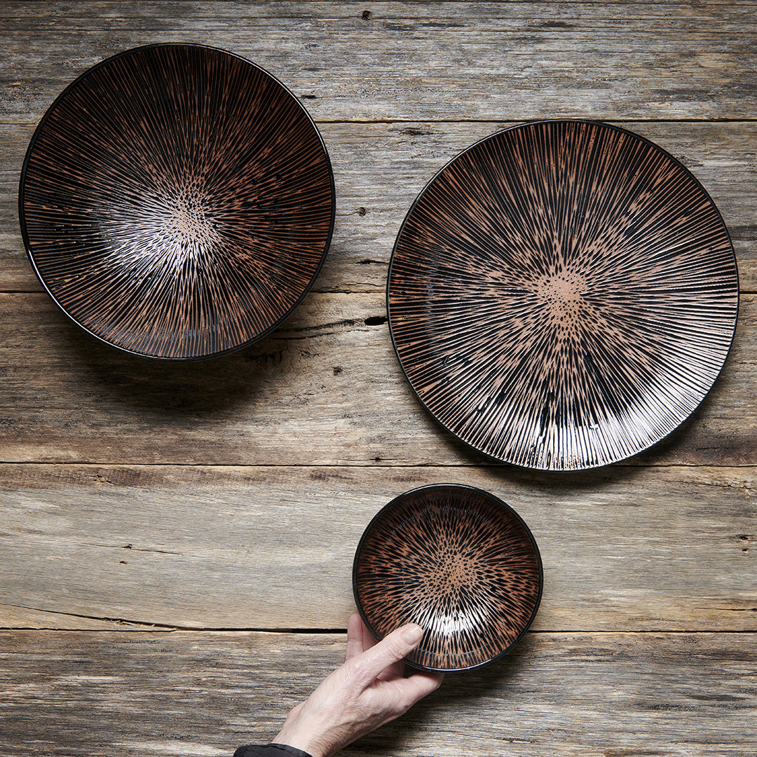 Dinner Plate 28.5cm Bronze Converging Line Glaze