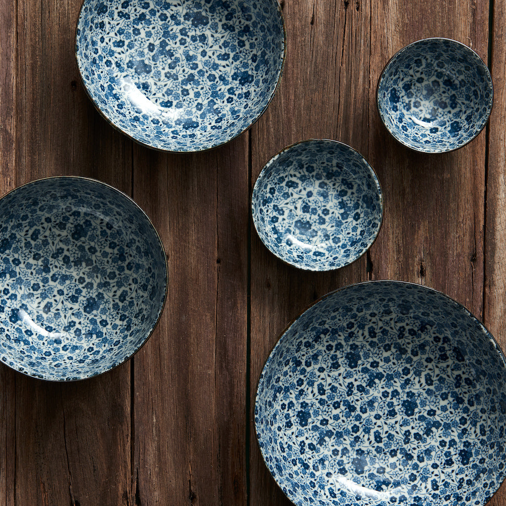 Bowl, 16.5 cm, 300 ml, Irregular, Blue Daisy Design