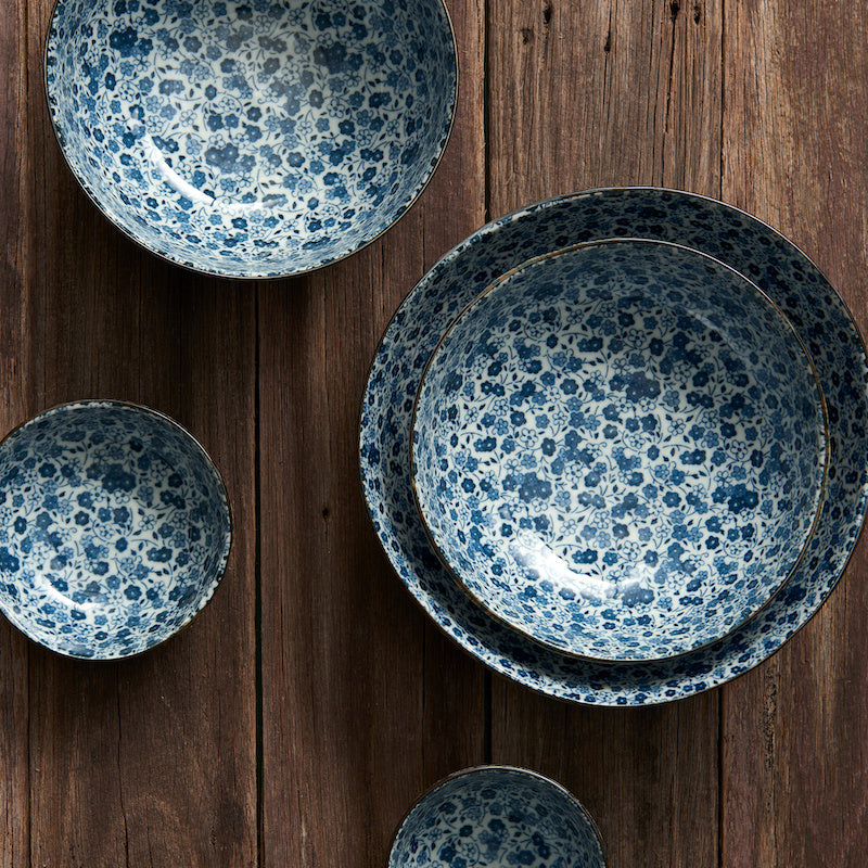 Lidded Bowl 16 cm, 500 ml / Blue Daisy Glaze