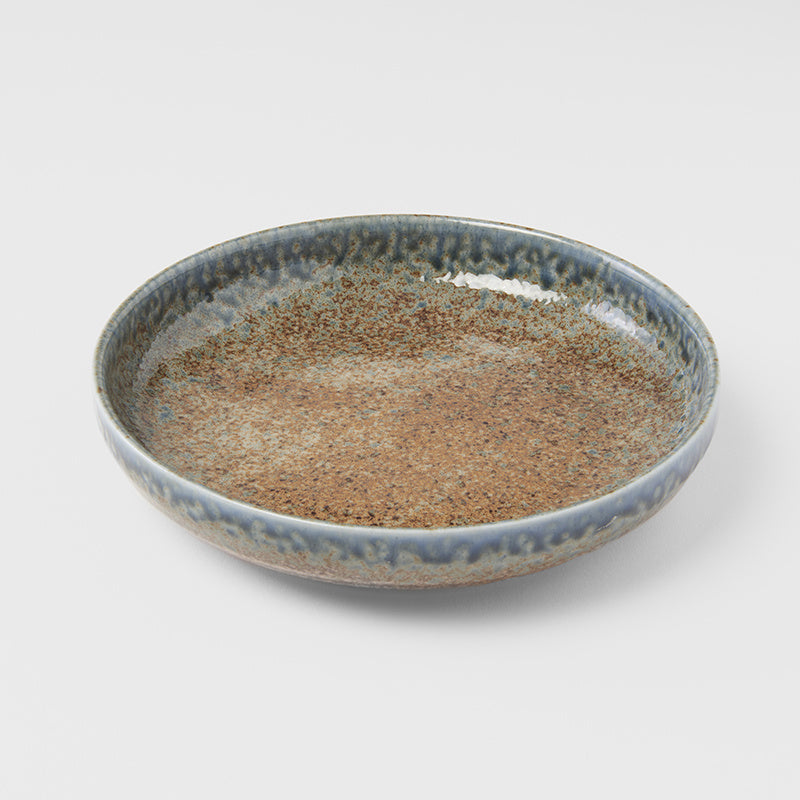 High Rim Plate, 19.5 cm, Ceramic, Earth & Sky Glaze, Rustic Brown and Blue Tones