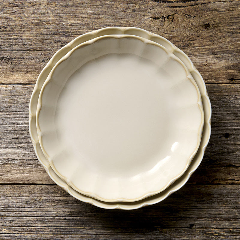 High Rim Plate 21.8 cm / Ivory Rinka Glaze