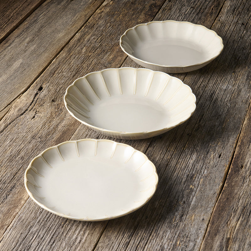 High Rim Plate 21.8 cm / Ivory Rinka Glaze