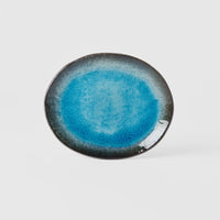 Plate Oval 18cm Sky Blue Glaze