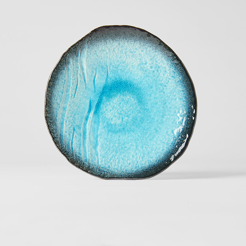 (B GRADE) Dinner Plate, 27 cm, Ceramic, Sky Blue Glaze, Irregular Rim
