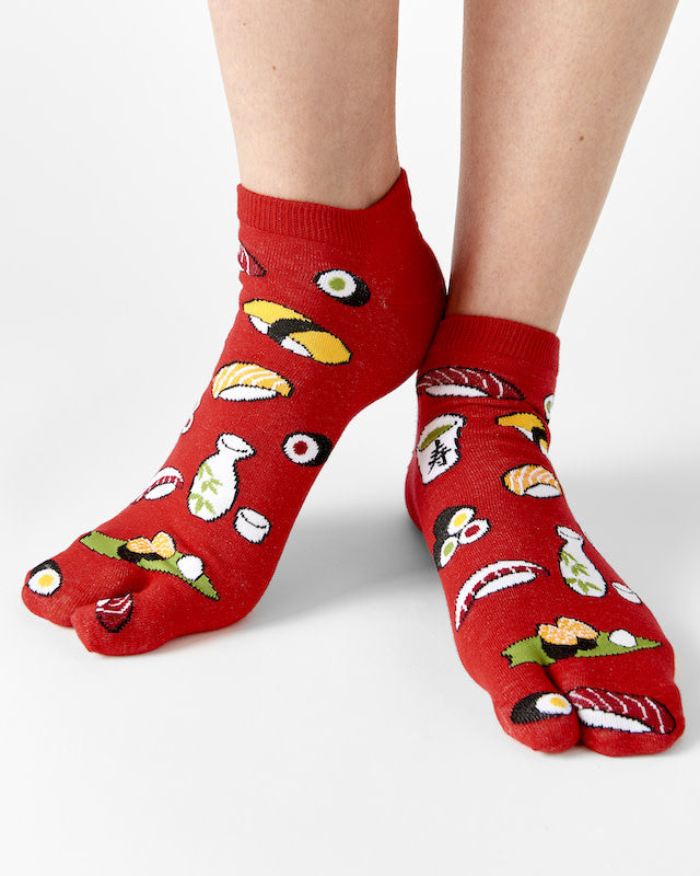 Tabi Socks Sushi Design / Red / 25-28 cm, Eu 39-43