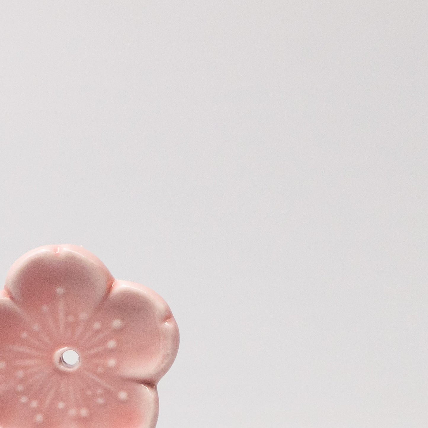Close-up of the Pink Sakura glaze on the Incense Holder