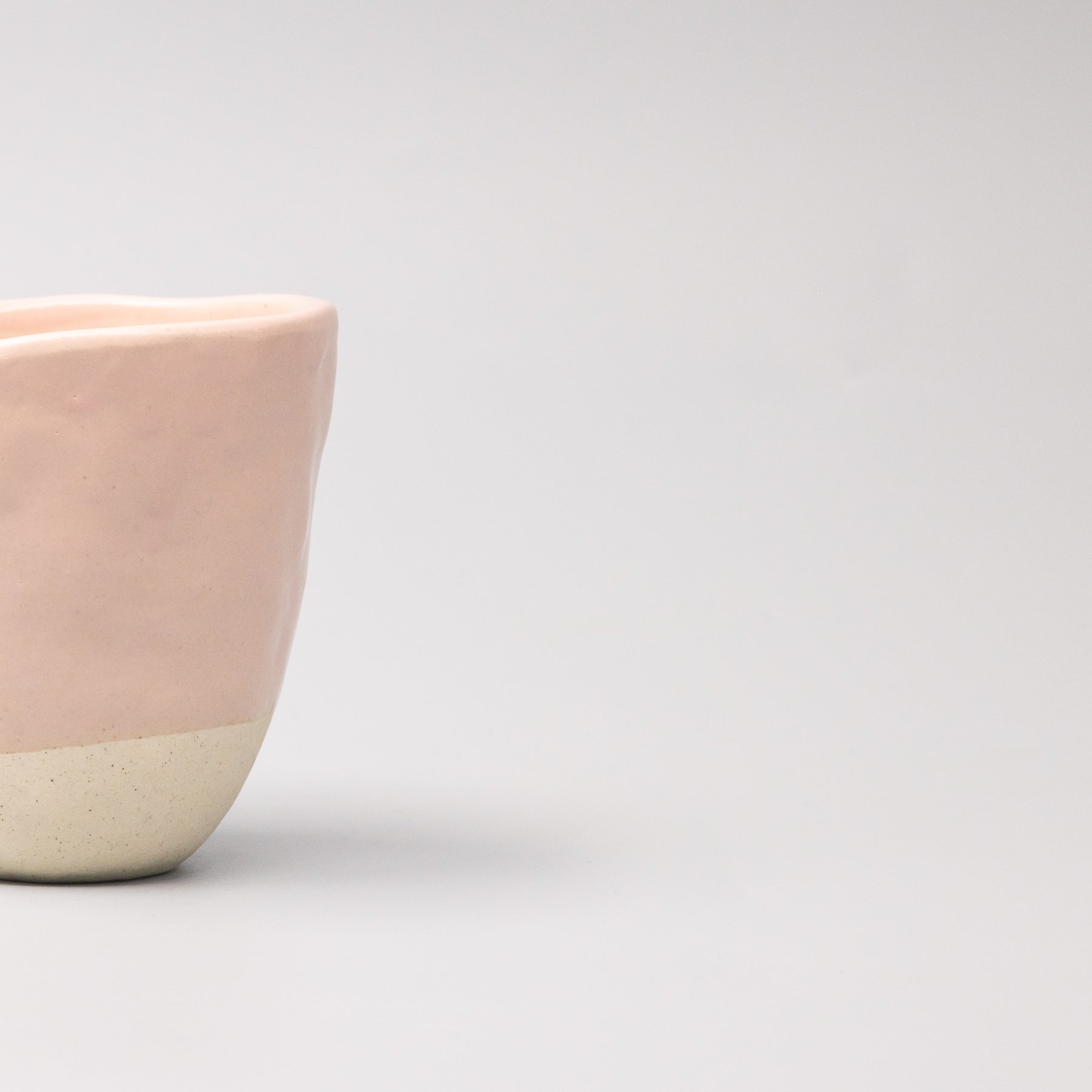 Close-up of the Sakura Bisque glaze on the Lopsided Mug