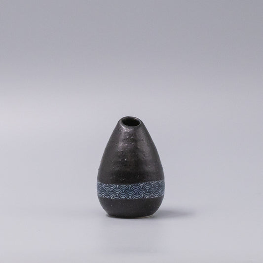Vase Pinecone 10H Black Wave Design