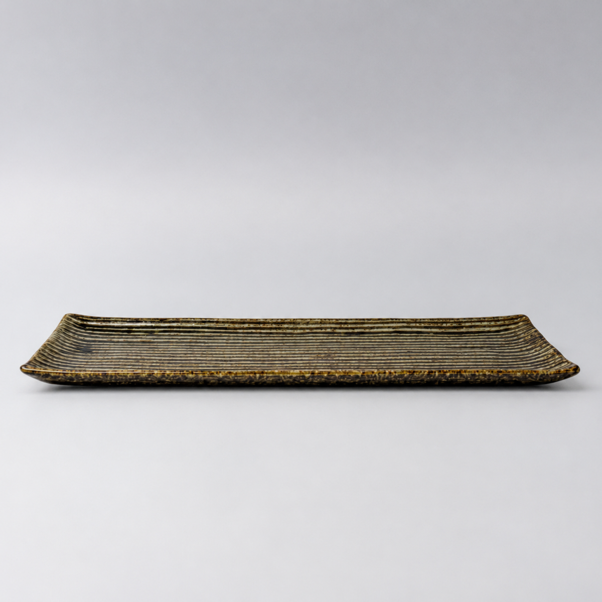 Sashimi Plate 33cm Line Design Green Glaze