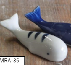 Whale Chopstick Rest / Blue Stripe on White