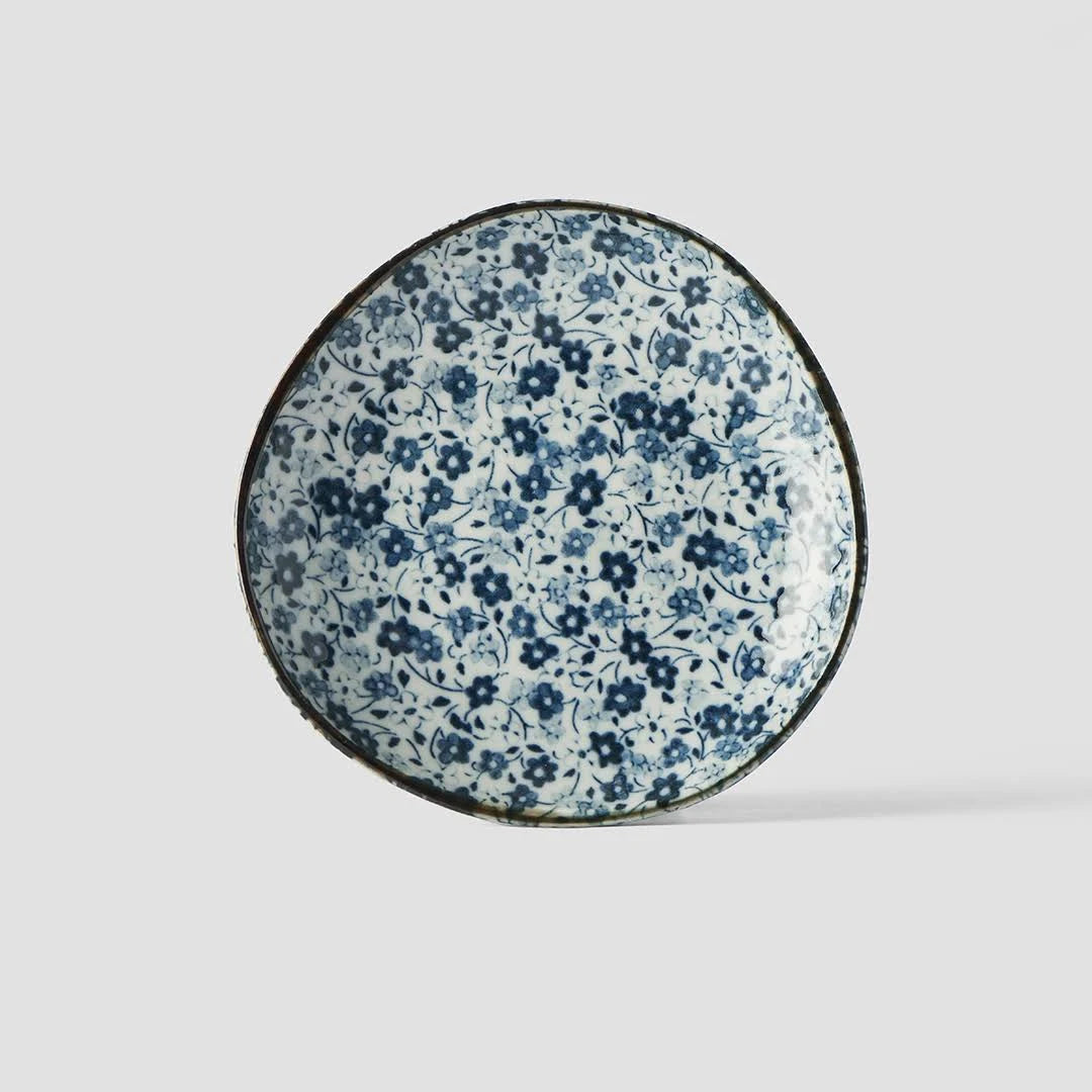 Saucer Organic Shape 14cm Blue Daisy Glaze