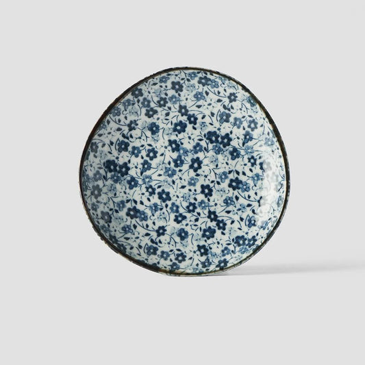 Saucer Organic Shape 14cm Blue Daisy Glaze
