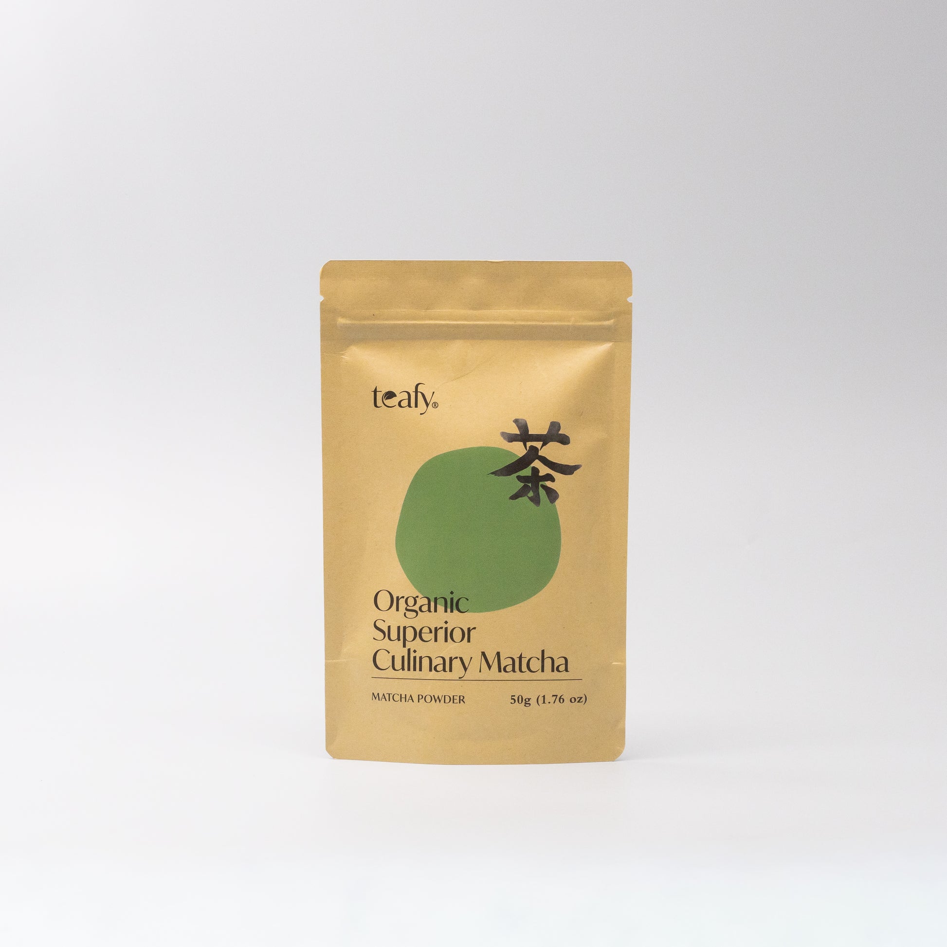 Front view of Teafy Organic Superior Culinary Grade Matcha 50g