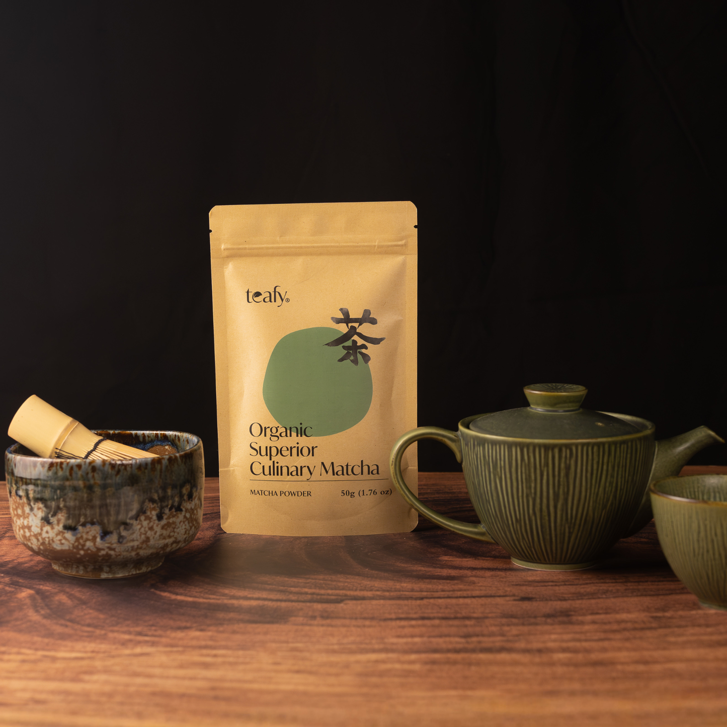 eafy Superior Culinary Grade Matcha in a Japanese tea setting