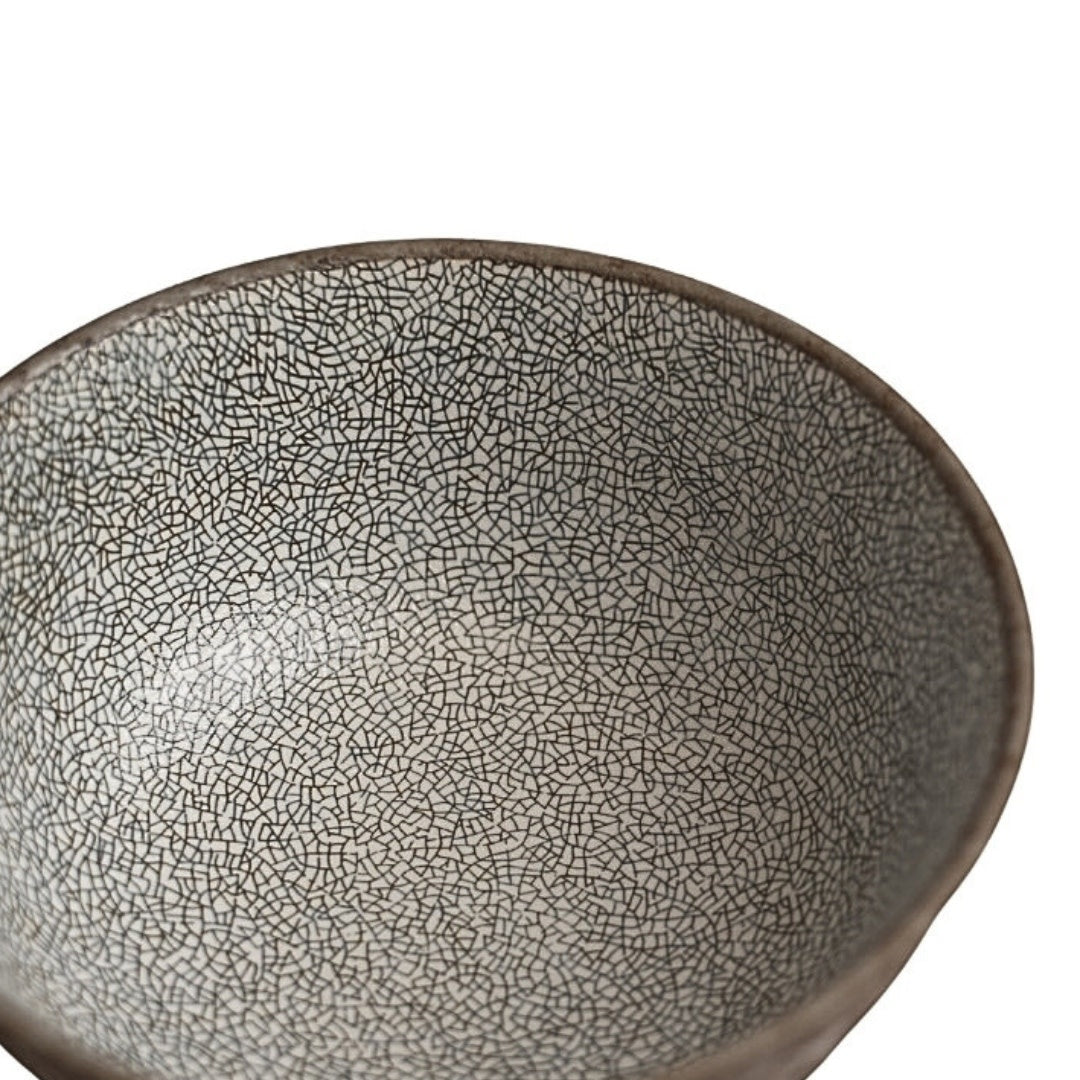 Fluted Udon Bowl 700 ml / Crazed Grey Glaze / 17 cm