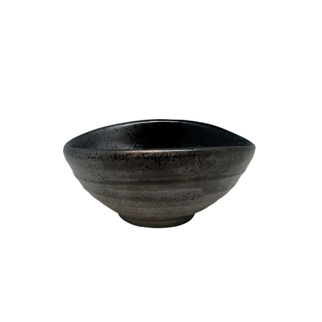 Egg Shaped Bowl Small 90 ml / Metallic Black Glaze / 11 cm